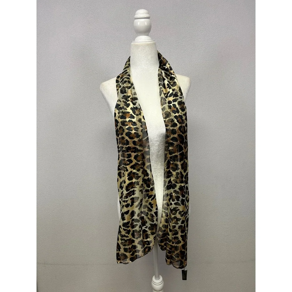 Mob Wife Glam Lane Bryant Accents Womens OS Brown Leopard Print Sheer Scarf